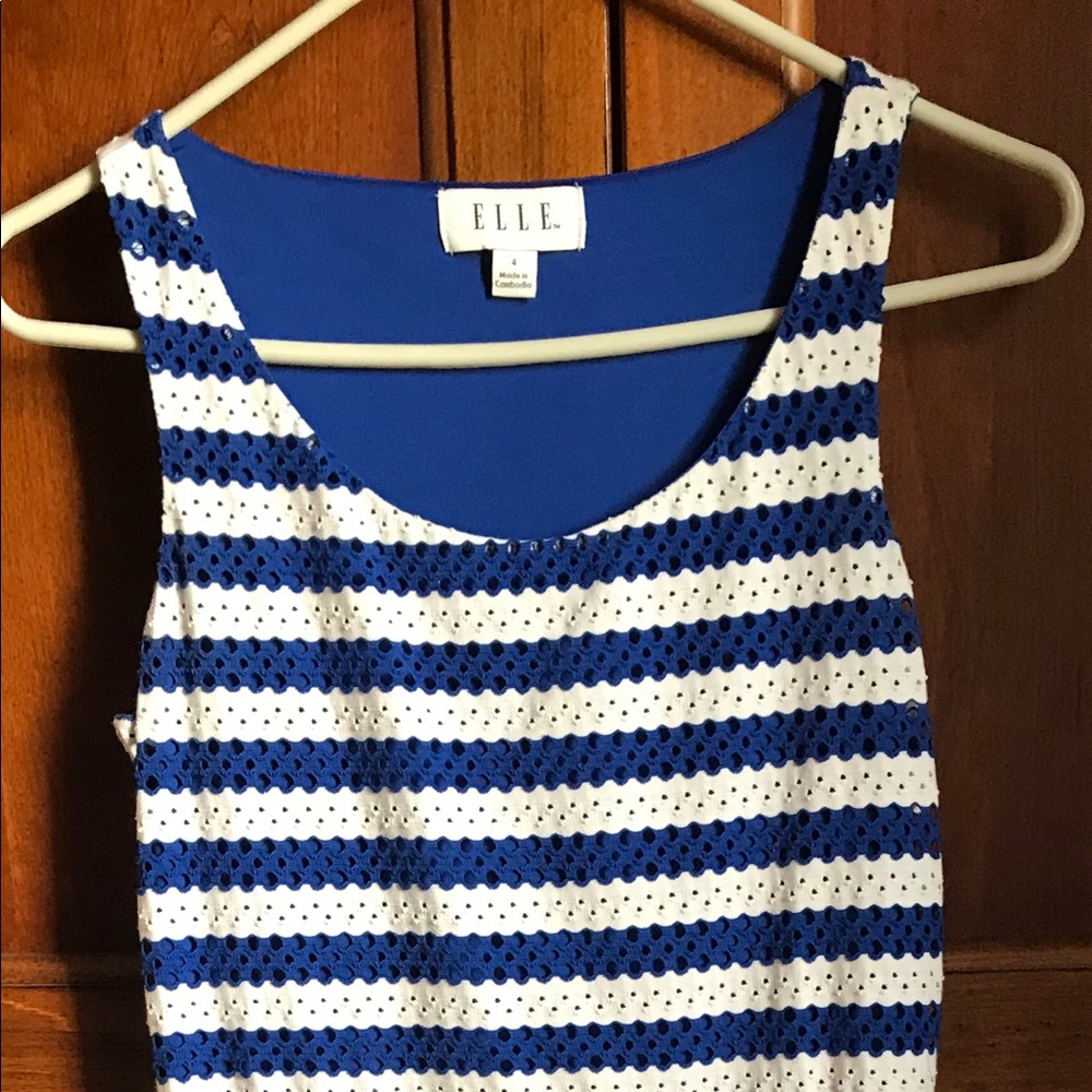 ELLE Women’s Blue & White Fit & Flare Dress